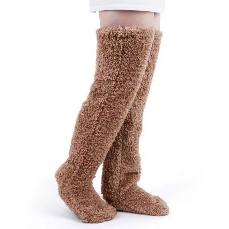 Damen Kuschelige Overknee-Socken aus weichem Fleece EB