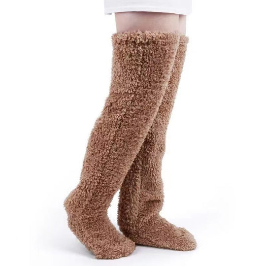 Damen Kuschelige Overknee-Socken aus weichem Fleece EB