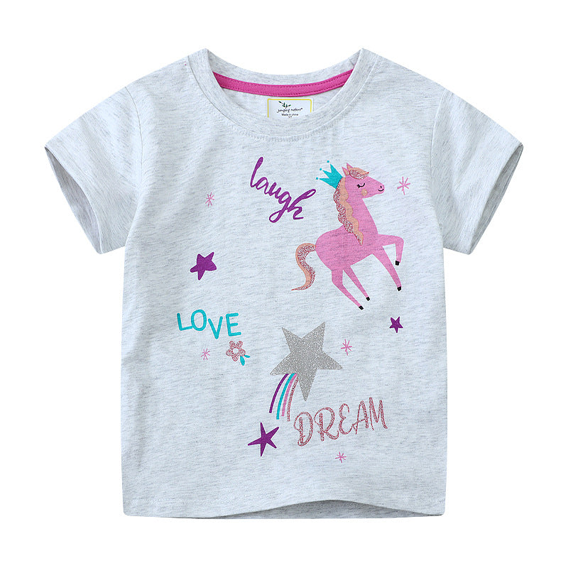 Mädchen T-Shirt mit buntem Einhorn-Design und inspirierendem Schriftzug EB