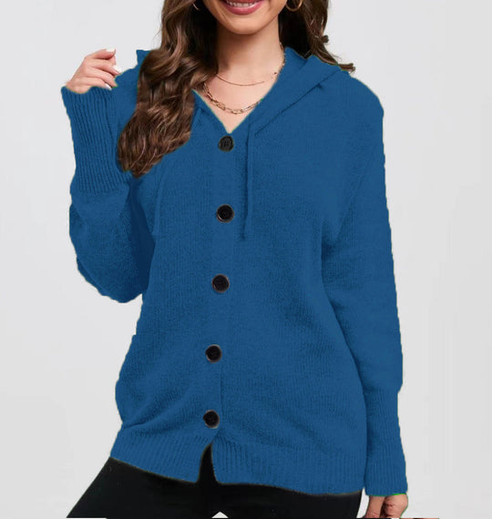 Damen Kapuzensweater mit durchgehendem Knopfverschluss und lässiger Passform EB