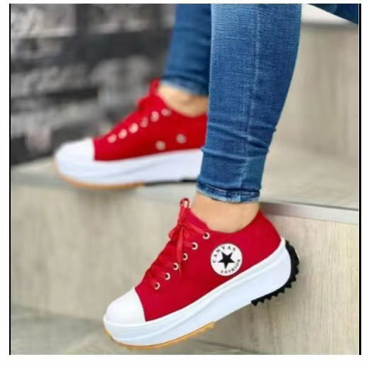 Damen  retro-inspirierte Canvas-Plateau-Sneaker mit verstärkter Zehenkappe und griffiger Profilsohle EB