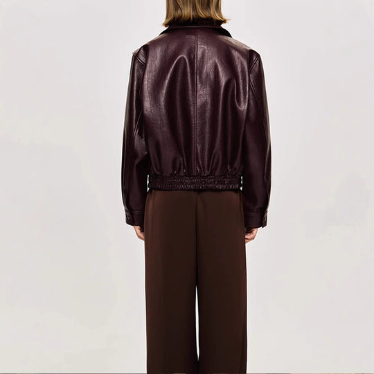 Damen Kunstlederjacke im modischen Schnitt mit elastischem Bund EB