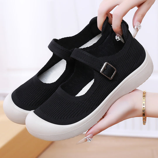 Damen Komfortable Ballerinas mit verstellbarem Riemen EB