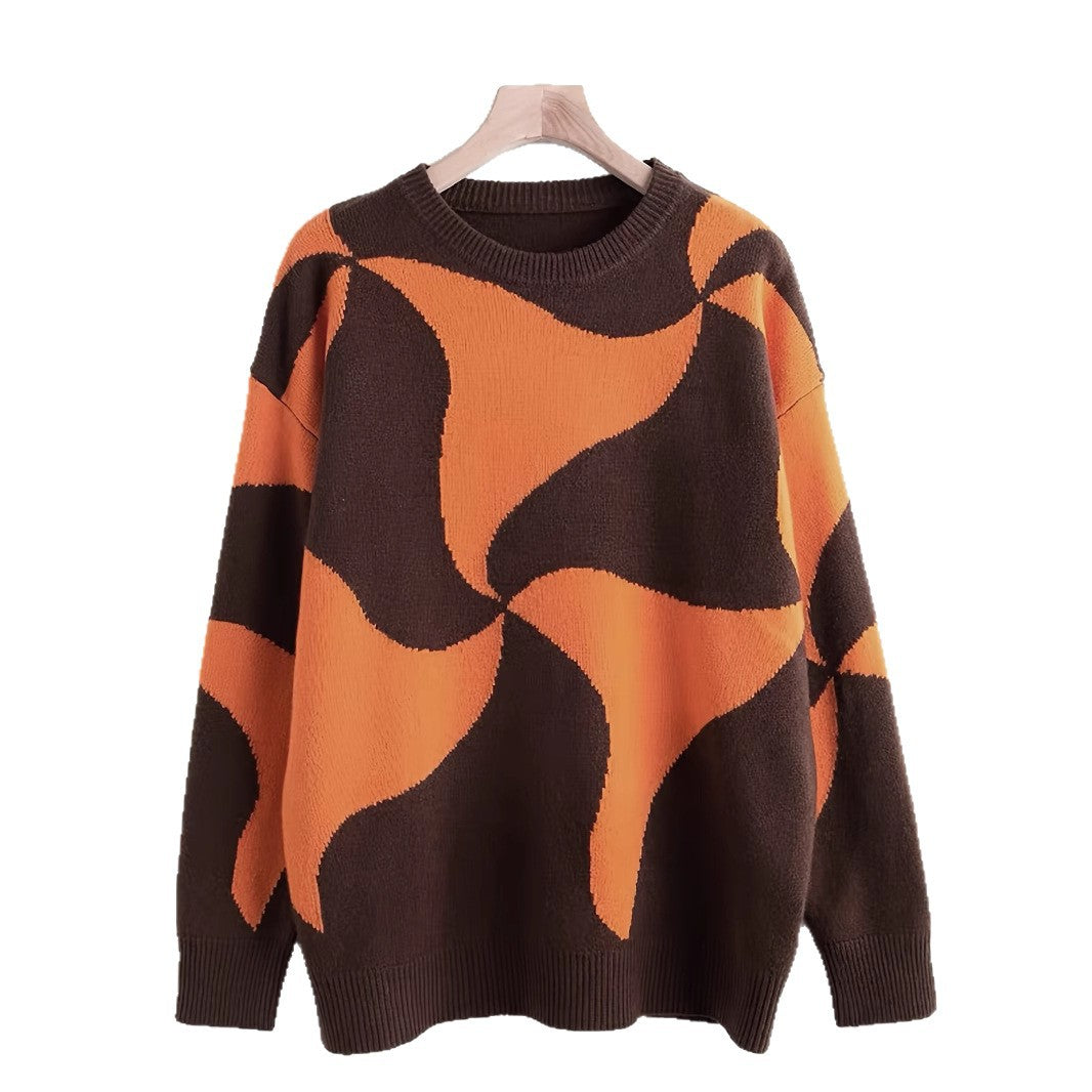 Damen Übergroßer Pullover mit einzigartigem Muster EB