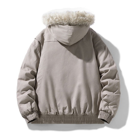 Unisex gesteppte Winterjacke mit Kunstfellkapuze und thermischer Füllung EB