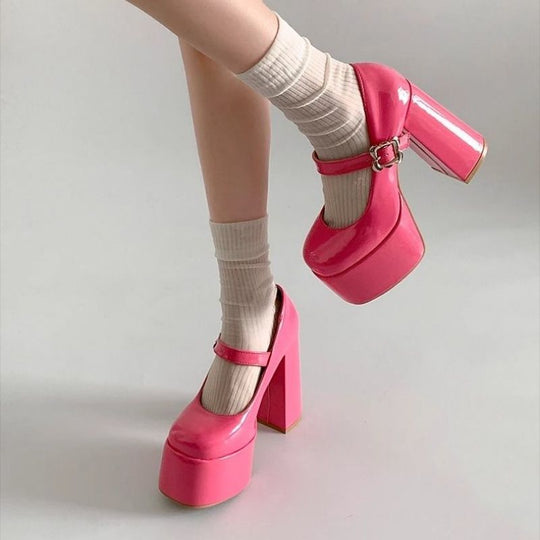 Damen Plattform Pumps mit eleganter Schnalle EB