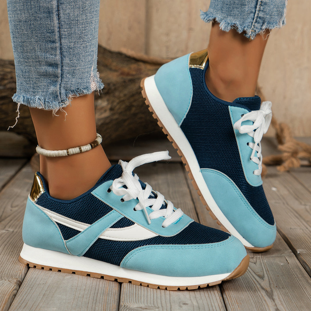 Damen  leichte Retro-Lauf-Sneaker mit verstärkter Zehenkappe, atmungsaktivem Mesh-Obermaterial und profilierter Gummilaufsohle EB