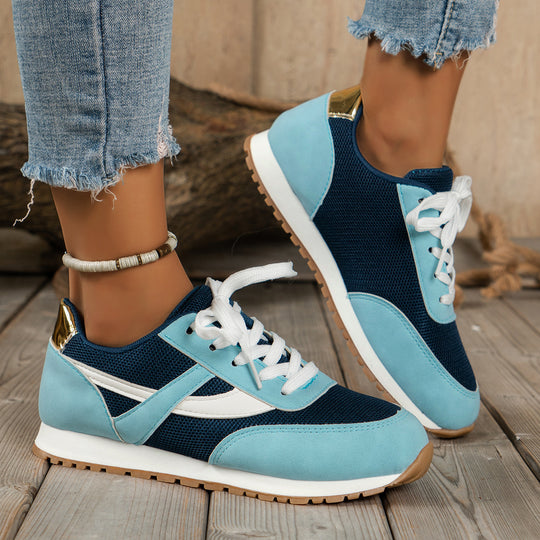 Damen  leichte Retro-Lauf-Sneaker mit verstärkter Zehenkappe, atmungsaktivem Mesh-Obermaterial und profilierter Gummilaufsohle EB
