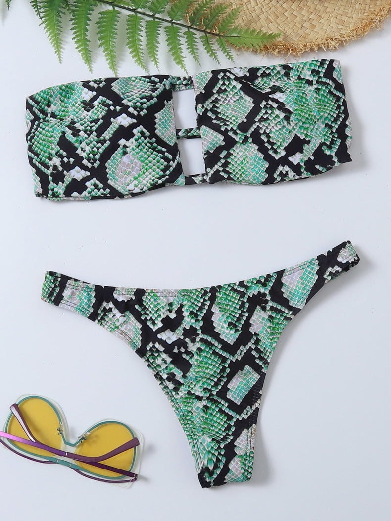 Damen Bandeau-Bikini-Set mit modischem Cut-Out EB