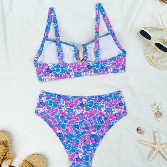Damen Hochgeschnittener Bikini mit seitlichem Schnallendetail EB
