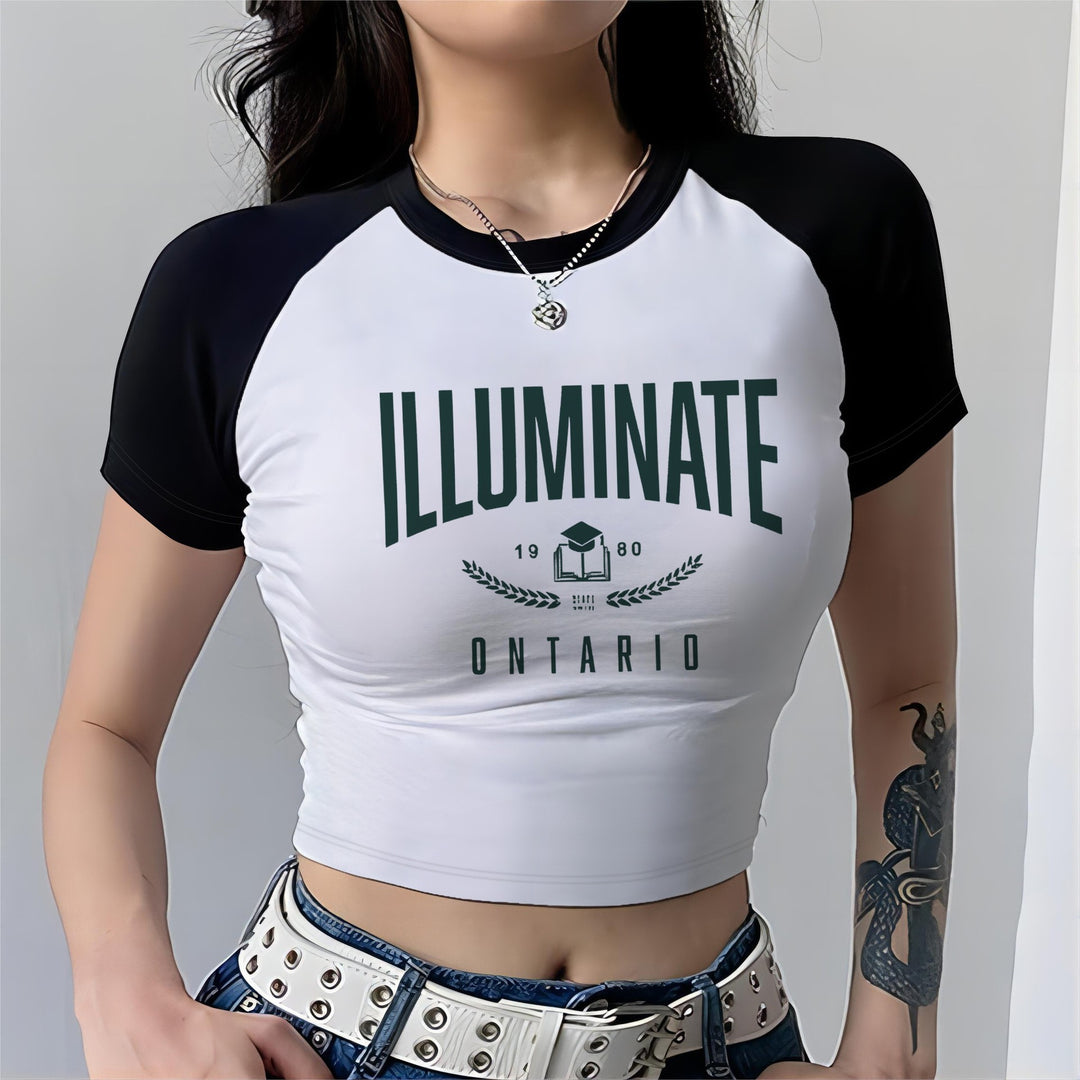 Damen Crop-Top mit motivierendem Schriftzug und lässigem Schnitt EB