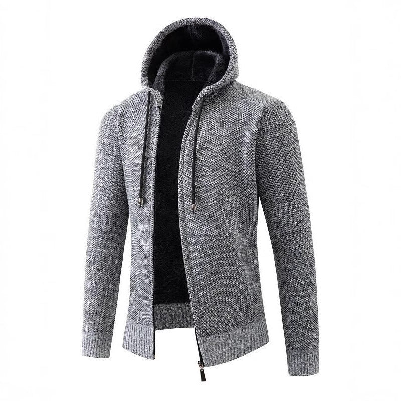 Herren kuschelige Fleecejacke mit Kapuze EB