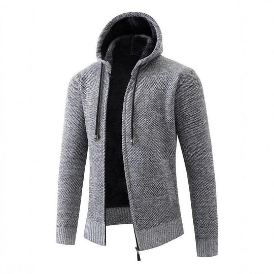 Herren kuschelige Fleecejacke mit Kapuze EB