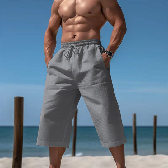 Herren nan lässige knielange Bermuda-Shorts mit elastischem Bund und Tunnelzug EB