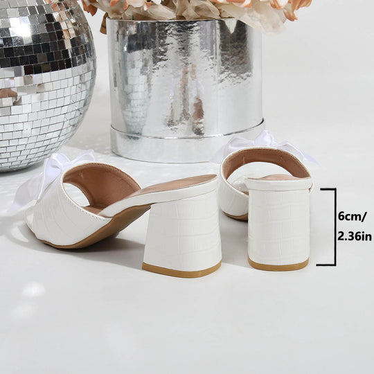 Damen elegante Mules mit Schleifenakzent und komfortablem Blockabsatz EB