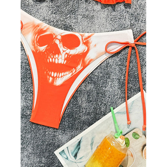 Damen Triangel-Bikini mit trendy Skelett-Motiv EB