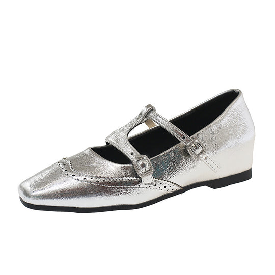 Damen Ballerina mit modischen Schnallen und elegantem Durchbruchdesign EB