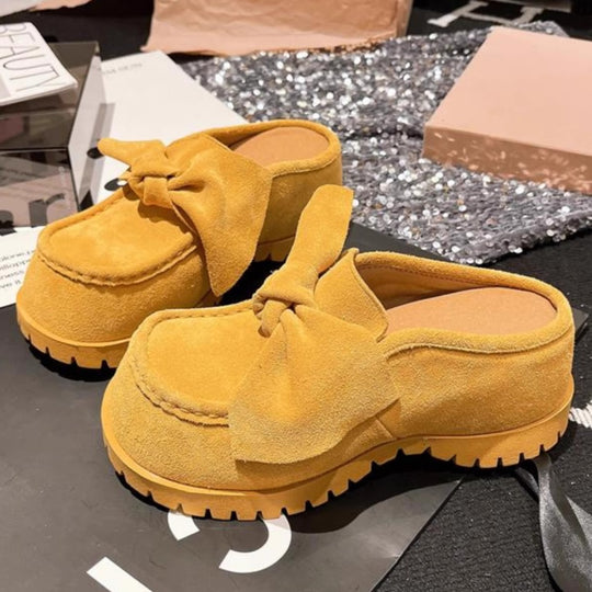 Damen Clogs mit dekorativem Schleifendesign und rutschfester Sohle EB