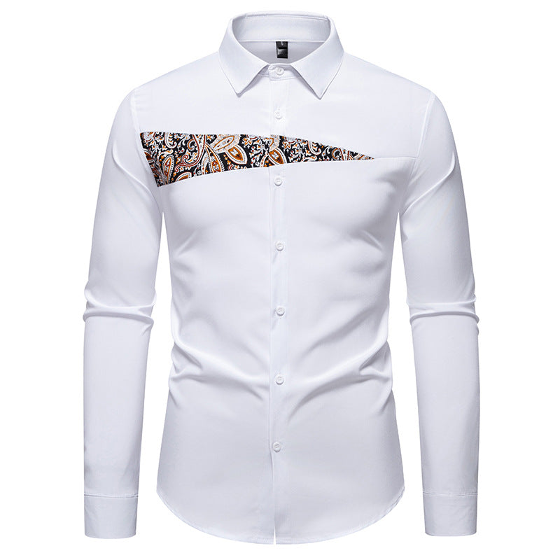Herren modisches Langarmhemd mit asymmetrischem Muster EB