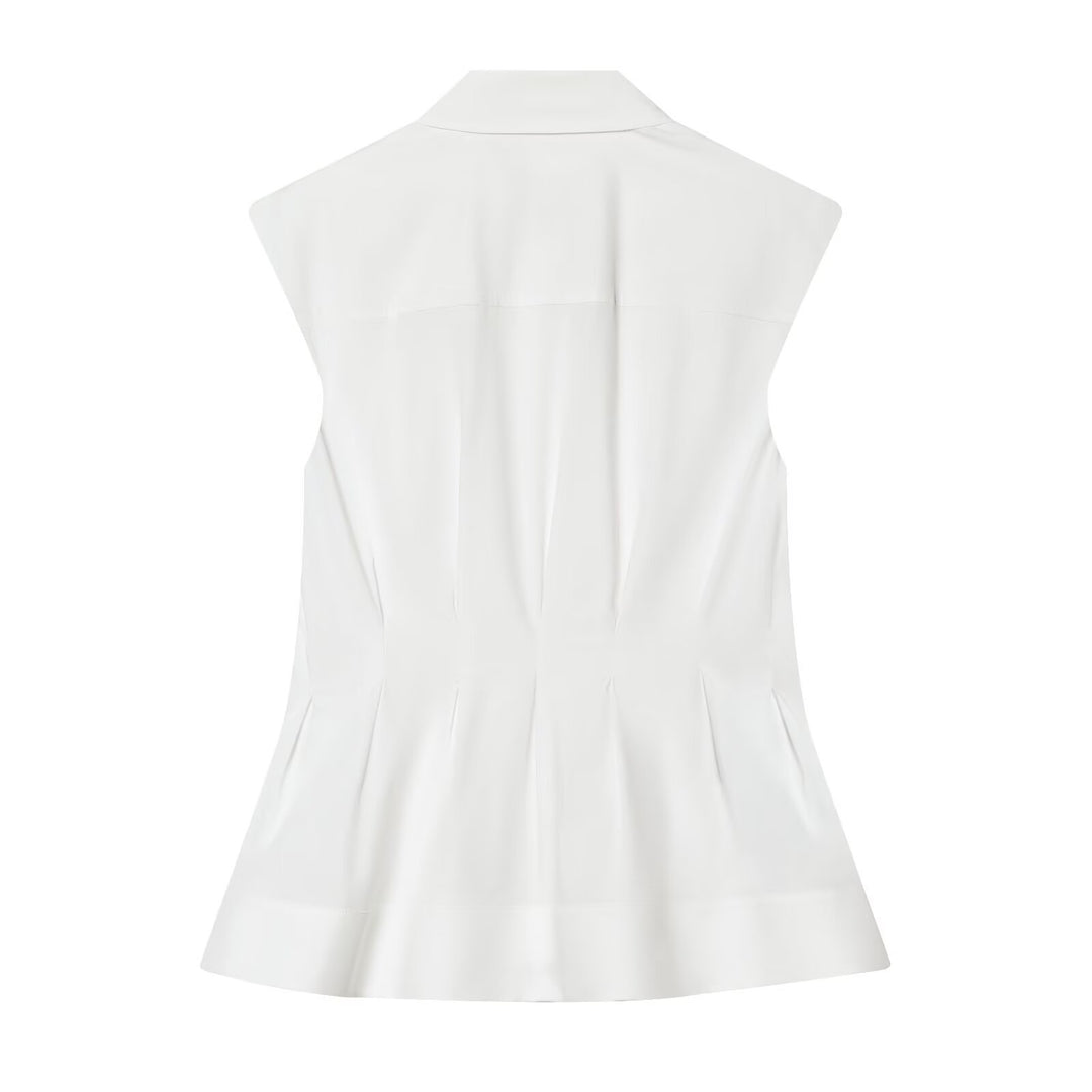 Damen ärmellose Bluse mit modernem Schnitt EB
