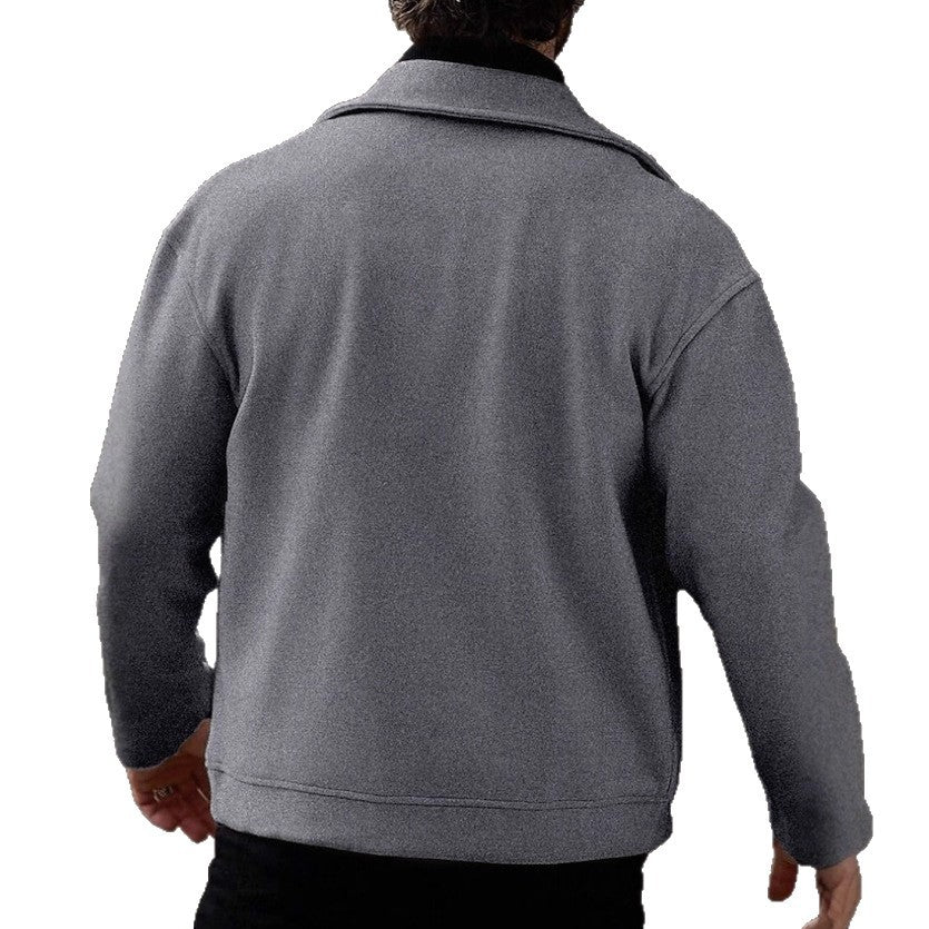 Herren Oversized Bikerjacke aus Wollmix mit asymmetrischem Reißverschluss und Druckknopf-Details EB
