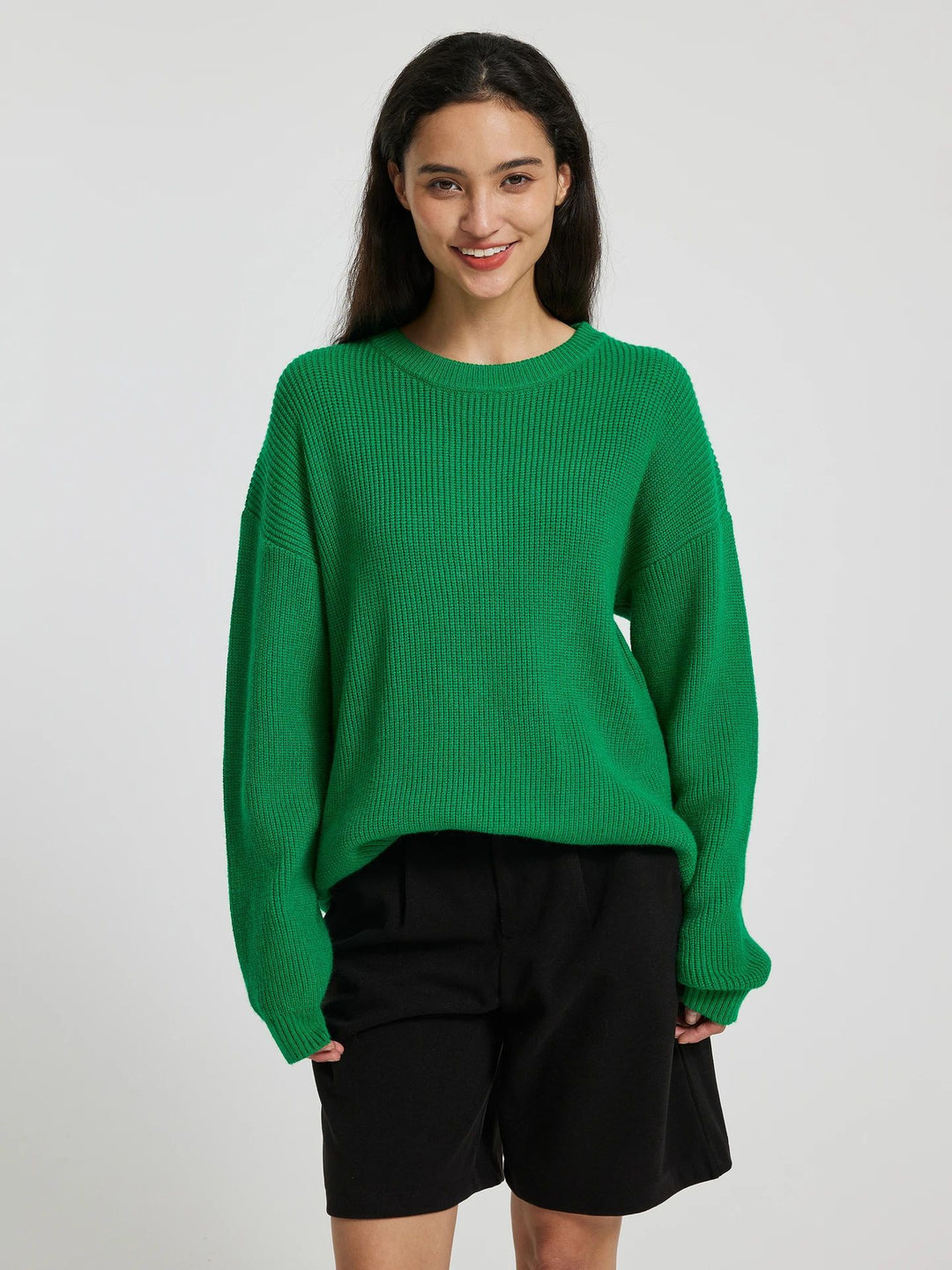 Damen Großer, weicher Strickpullover mit überschnittenen Schultern EB