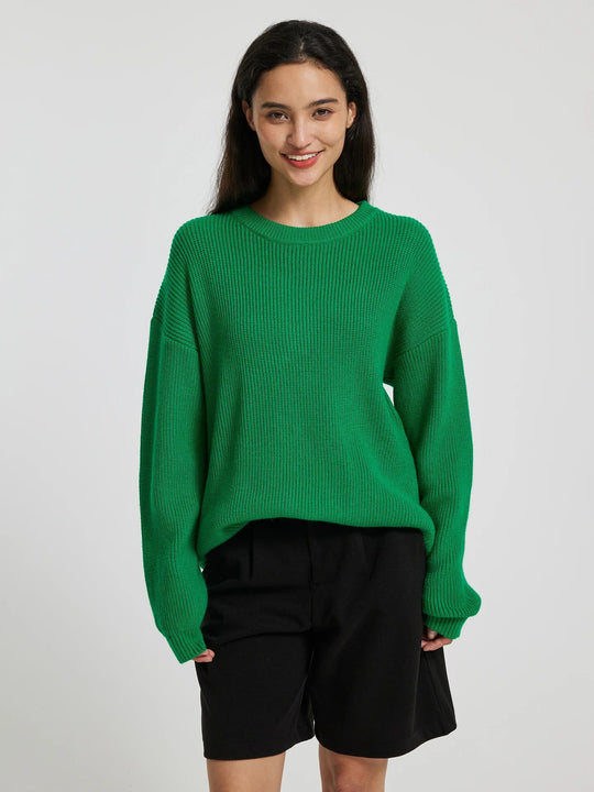 Damen Großer, weicher Strickpullover mit überschnittenen Schultern EB