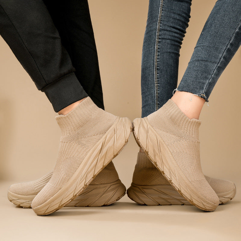 Damen Sportliche Knöchelsneaker mit elastischem Strickoberteil und rutschfester Sohle EB