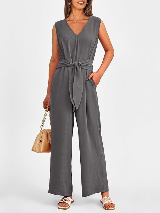 Damen eleganter Jumpsuit mit tailliertem Schnitt und weitem Bein EB