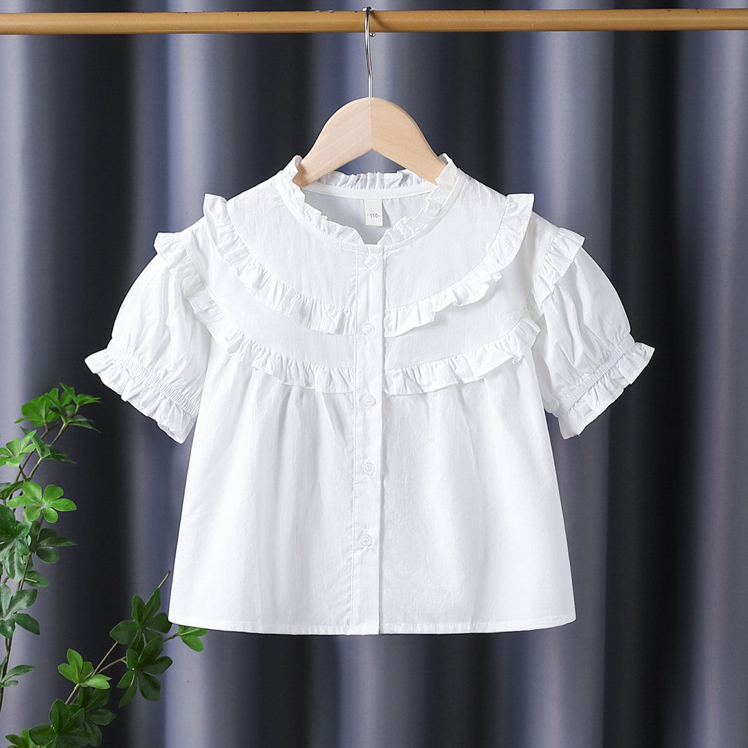 Mädchen Rüschenbluse mit eleganter Knopfleiste EB
