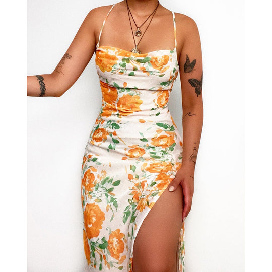 Damen Blumenmuster Maxikleid EB