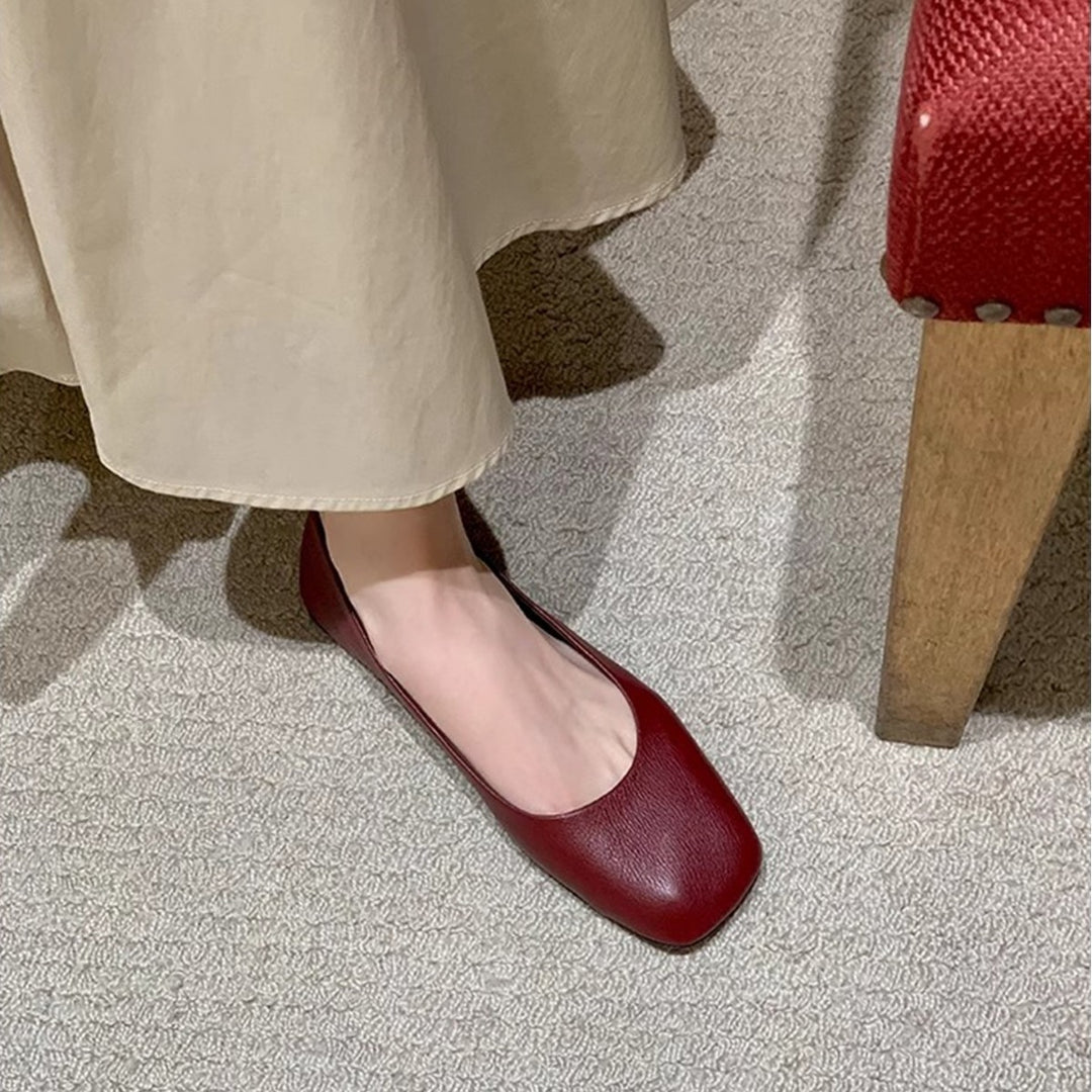 Damen Ballerinas im modernen Quadratdesign mit feiner Struktur EB