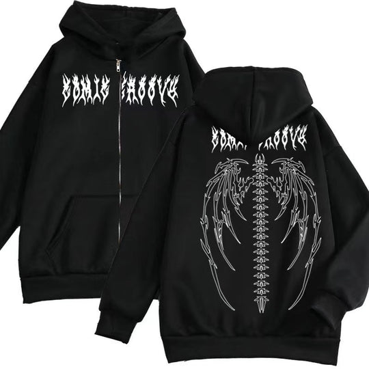 Damen Kapuzenjacke mit auffälligem Gothic-Design und bequemer Passform EB