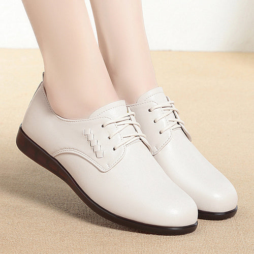 Damen Schnürschuhe mit elegantem Lederober material und bequemer Sohle EB