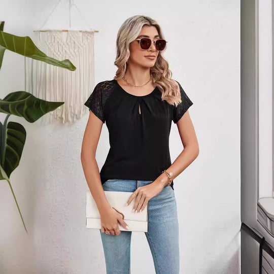 Damen T-Shirt mit Spitzendetails EB