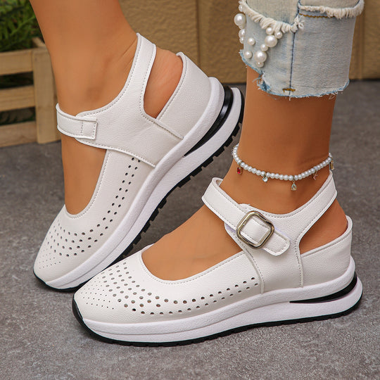 Damen Plateau-Sandalen mit sportlicher Sneaker-Sohle und verstellbaren Klettriemen EB