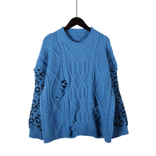 Damen lässiger Strickpullover mit modernem Muster und einzigartigen Details EB