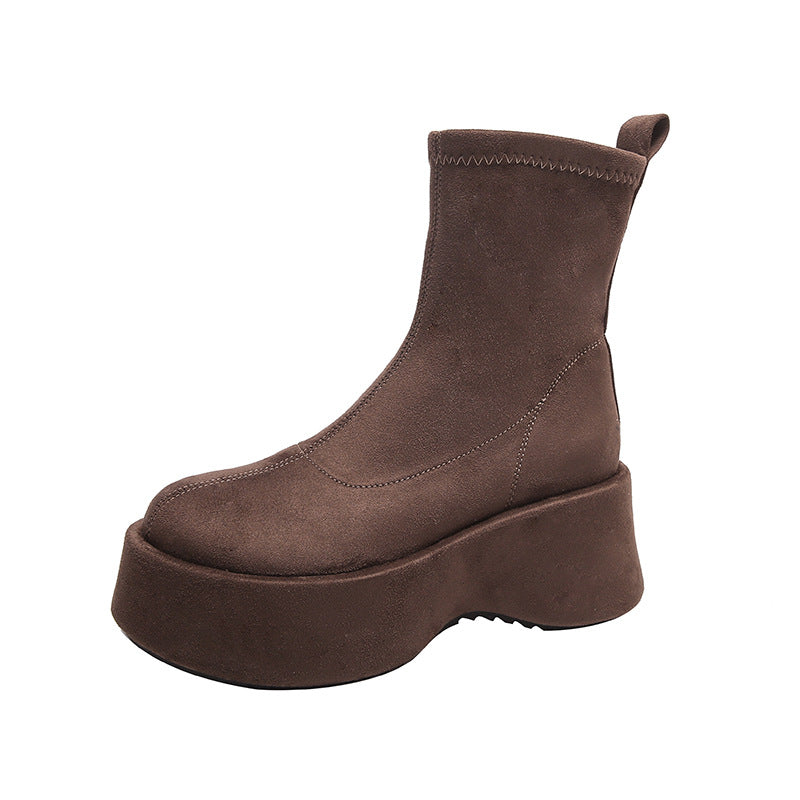 Damen modische Ankle Boots aus hochwertigem Wildleder EB