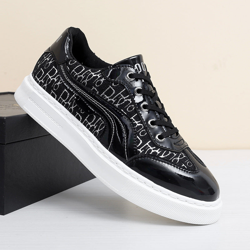 Damen Modische Sneaker mit Glanzoberfläche und grafischem Design EB