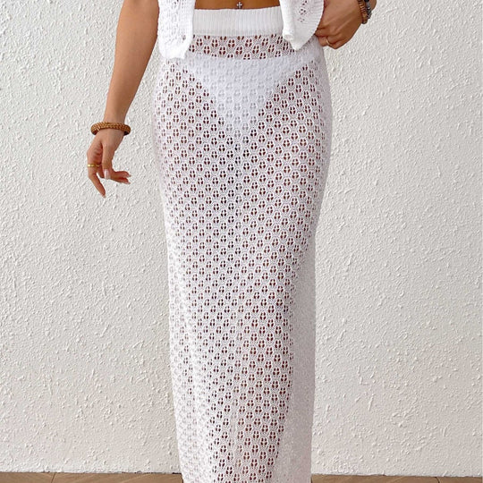 Damen Midikleid aus lockerem Häkelmaterial EB