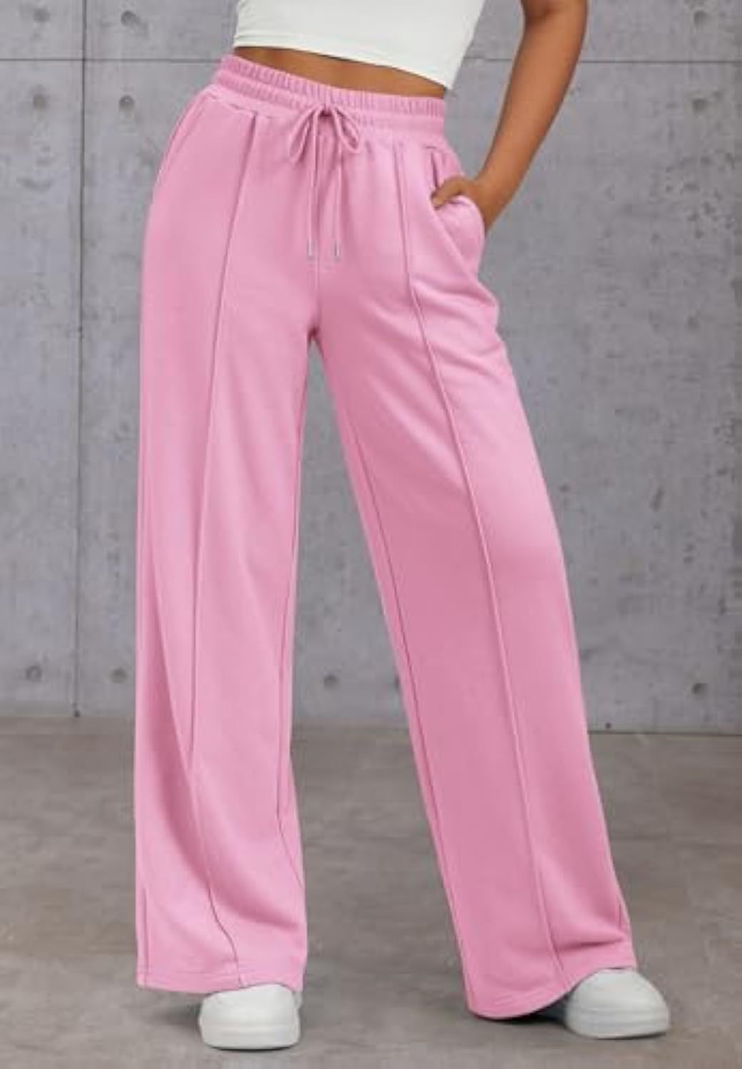 Damen Komfortable Weite Sweatpants mit elastischem Bund und praktischen Taschen EB