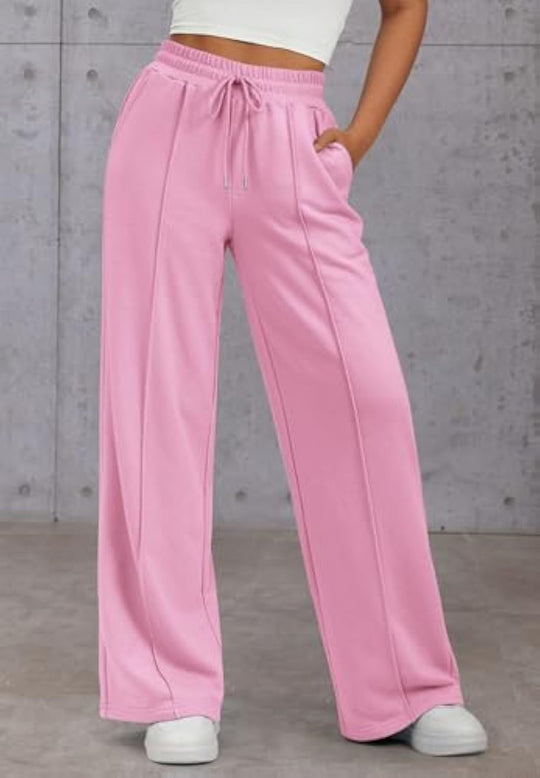 Damen Komfortable Weite Sweatpants mit elastischem Bund und praktischen Taschen EB