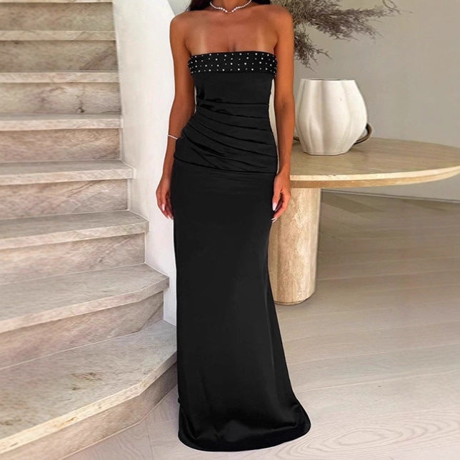 DamenElegantes strapless Abendkleid mit Rüschendetails EB
