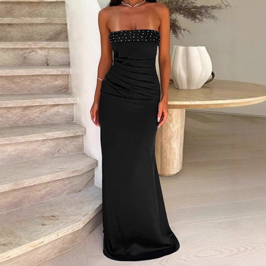 DamenElegantes strapless Abendkleid mit Rüschendetails EB