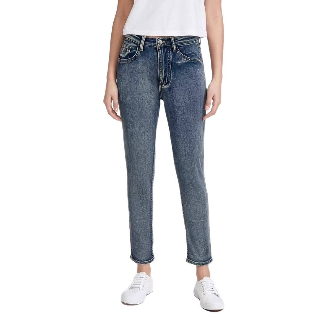 Damen Slim-Fit Jeans mit modernem Used-Effekt und hoher Taille EB