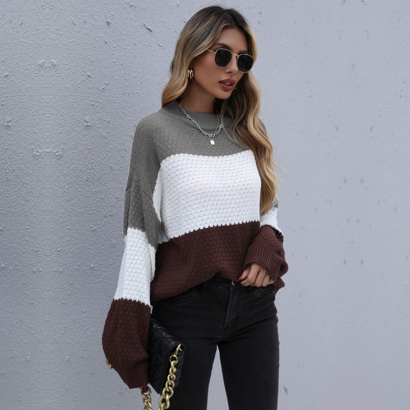 Damen Strickpullover im modernen Blockdesign EB