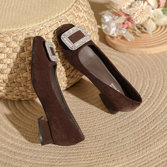 Damen Ballerina mit eleganter Strassschnalle EB