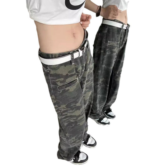 Damen Cargohose im modischen Camouflage-Design mit weiten Beinen und lässiger Passform EB