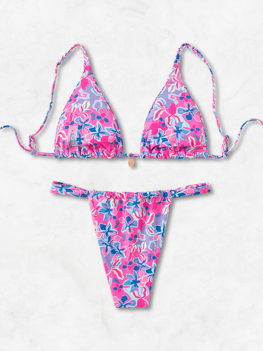 Damen Triangel-Bikini mit verspieltem Palmenmuster EB