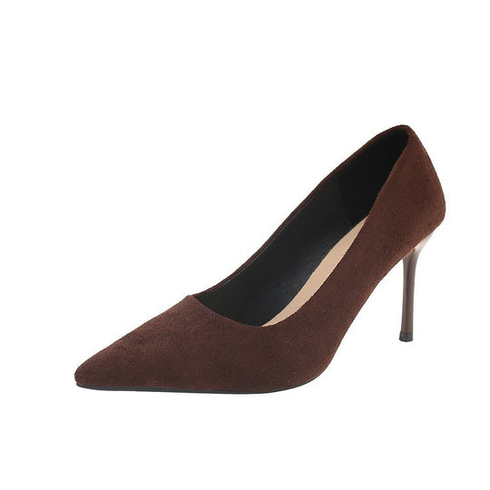 Damen klassische High Heels aus samtigem Material mit elegantem Schnitt EB